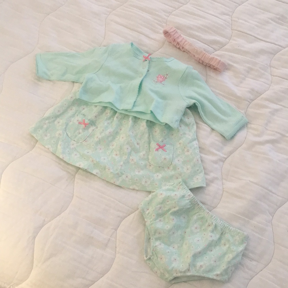 NEW BABY GIRL OWL DRESS AND HEADBAND SET
